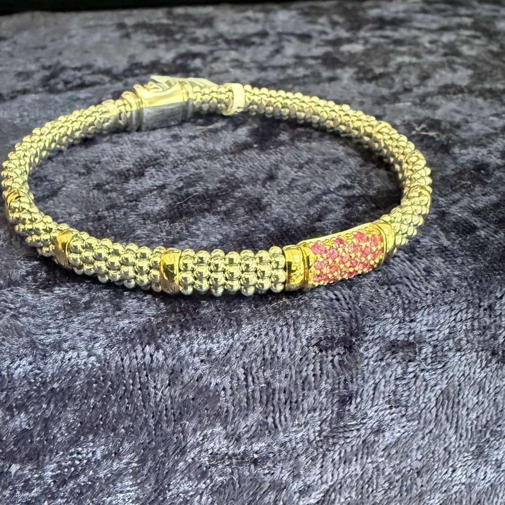 Signature Caviar Pink Sapphire Caviar Bracelet from Lagos | 6mm Sz7/7.5/8 - Picture 10 of 13